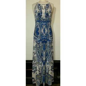I-N-C Royal blue and white paisley Dress size L